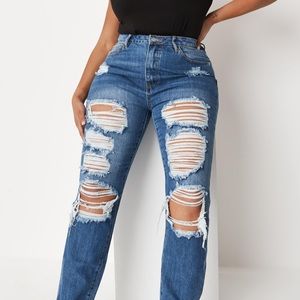 Torrid Blue Extreme Ripped Mom Jean